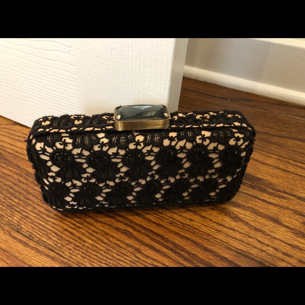 J.Crew Collection black lace clutch